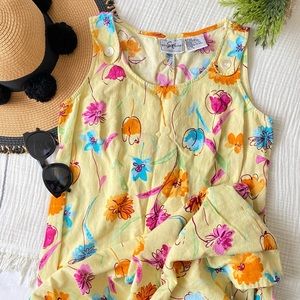 ✨ Vintage 90’s Linen Blend Yellow Floral Maxi Dress ✨